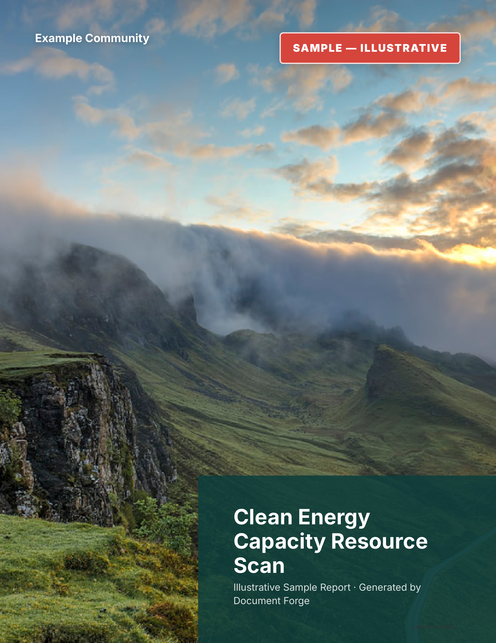 Sample clean energy capacity resource scan report cover for a fictional tribal community