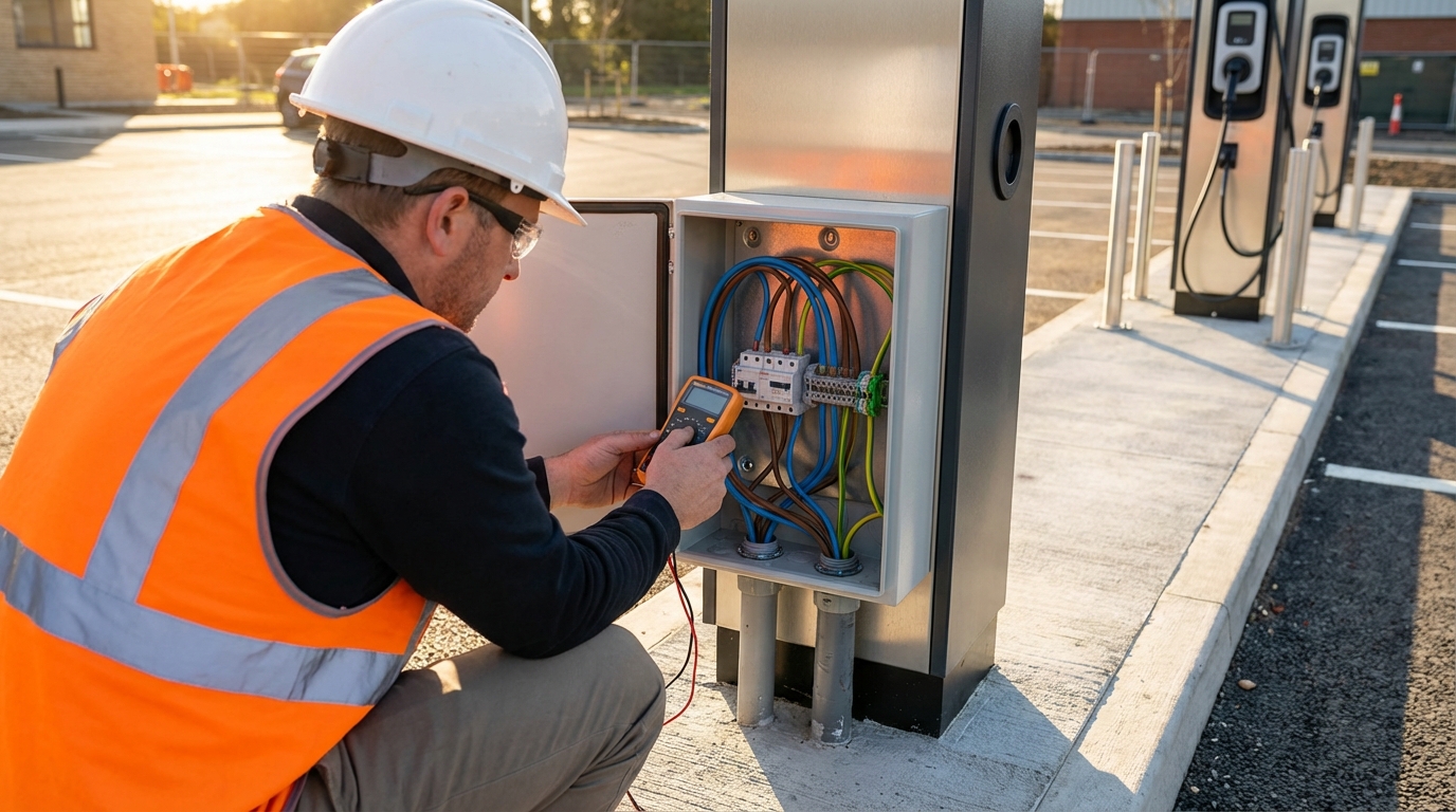 Professional safety equipment and certification credentials for EV infrastructure training